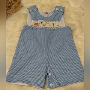 Orient Expressed Inc Smocked blue / White gingham print Sea Life Jon Jon